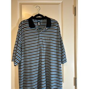FootJoy FJ Golf Polo Mens XL Golf Club Embroidered Blue Stripe
